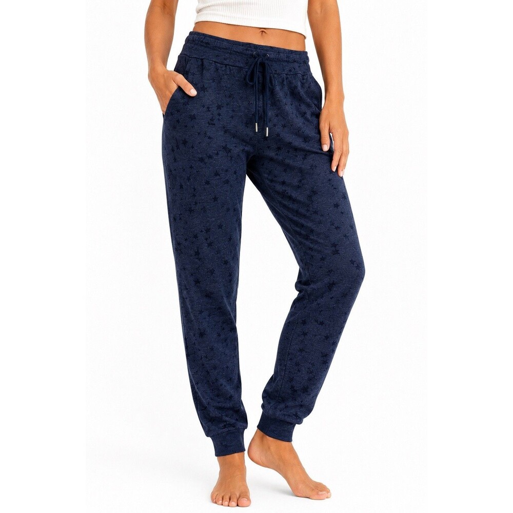 Splendid Star Print Jogger Pants Blue Lounge Sweatpants Women’s Large USA